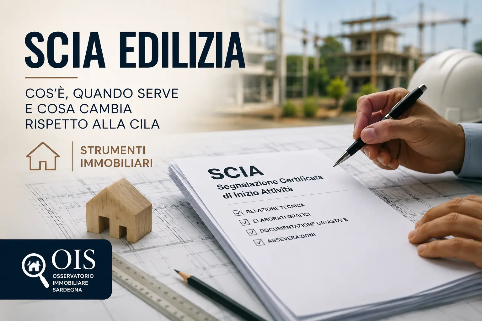 Tecnico che verifica elaborati progettuali relativi a una pratica SCIA per un intervento edilizio